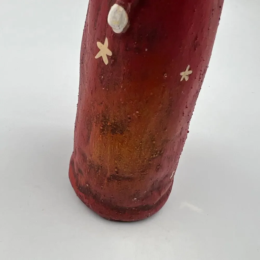 Vintage Ceramic Santa Large Belly Stars Long Stocking‎ Cap Folk Art Christmas